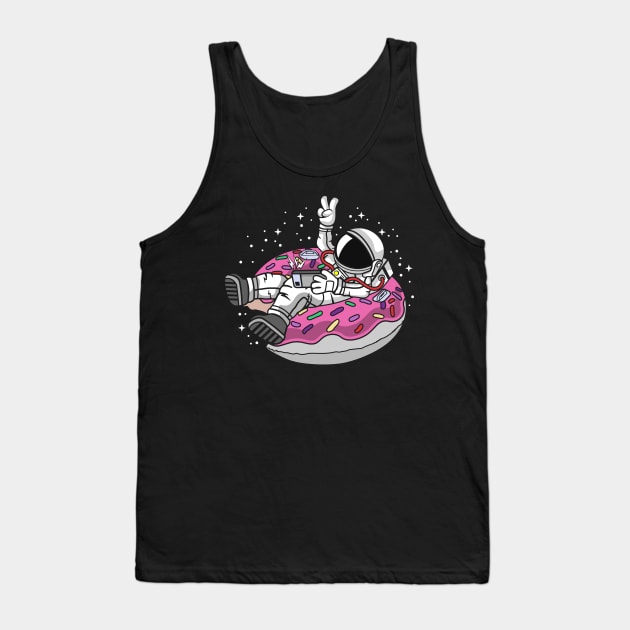 Astronaut on Ring Donut Tank Top by Print2Press